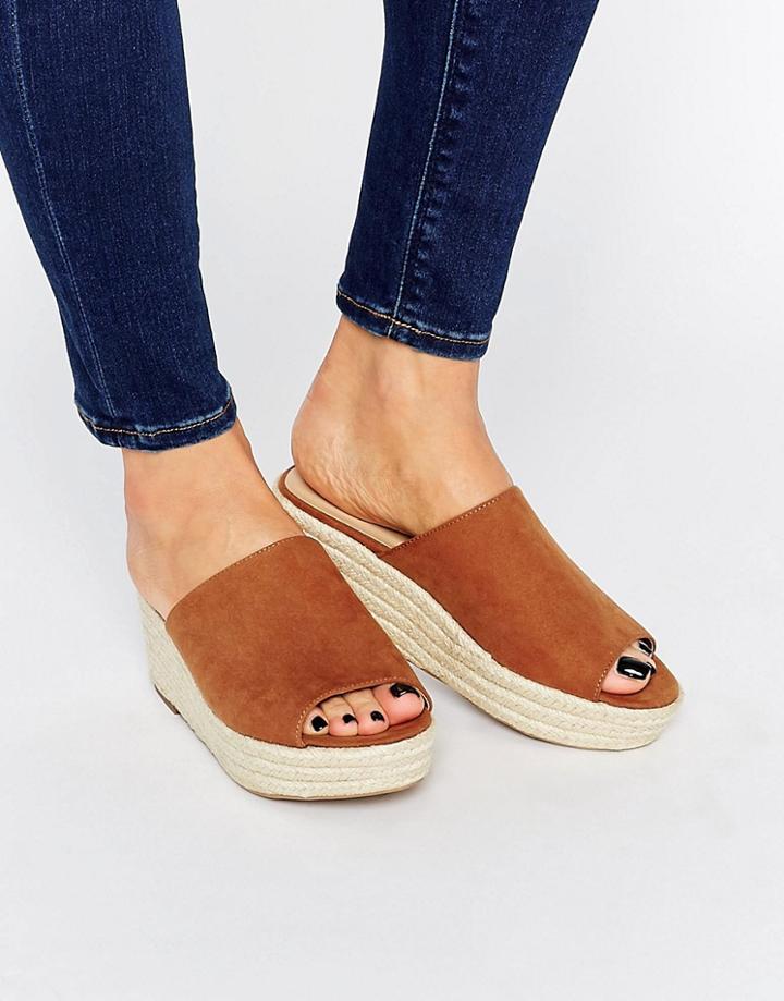 New Look Espadrille Flatform Slider - Tan