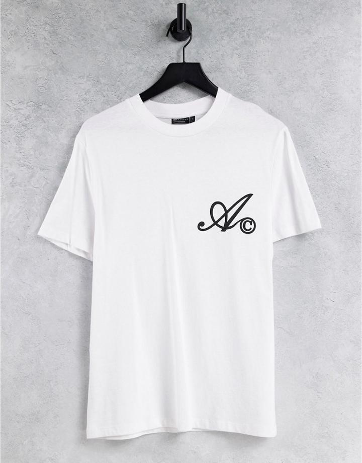 Asos Actual T-shirt In White With Chest Script Logo