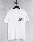 Asos Actual T-shirt In White With Chest Script Logo