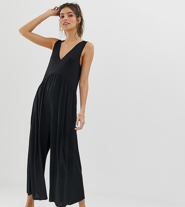 Asos Design Curved Smock Jumpsuit-black