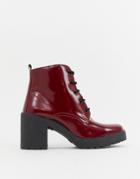 Asos Design Rosa Chunky Lace Up Boots - Red