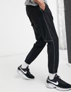 Pull & Bear Fleece Sweatpants Set With Reflective Details In Black
