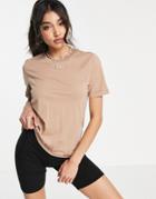 Pieces Organic Cotton T-shirt In Camel-brown