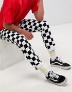Asos Design Slim Jeans In Checkerboard Print - Black