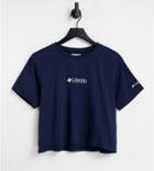 Columbia Csc Basic Logo Cropped T-shirt In Navy Exclusive At Asos