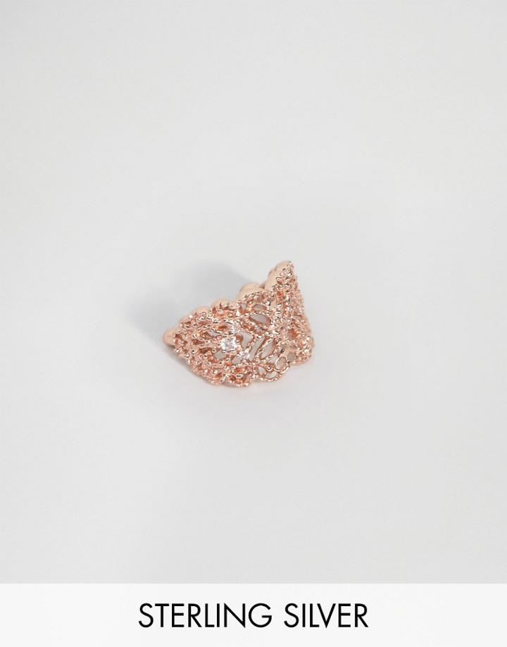 Asos Rose Gold Plated Sterling Silver Filigree Ear Cuff - Copper