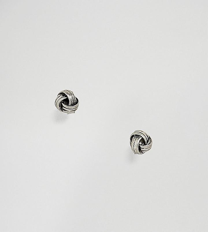 Designb Knot Stud Earrings In Sterling Silver Exclusive To Asos - Silver