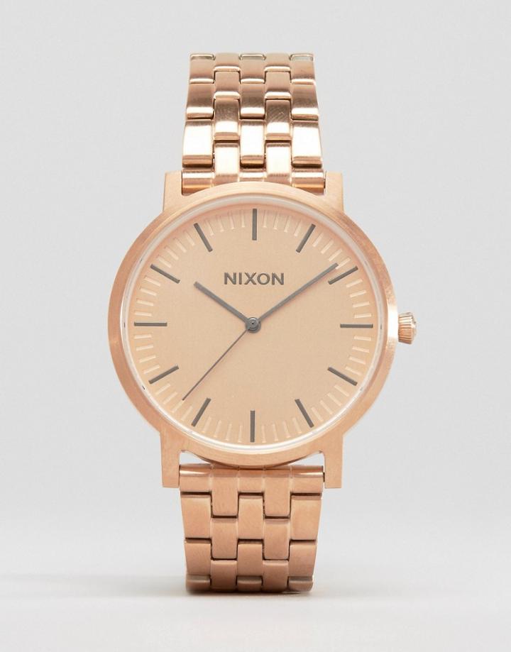 Nixon Porter Bracelet Watch In Rose Gold - Gold