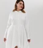 Unique21 Hero Button Front Shirt Dress With Curve Waistline-white