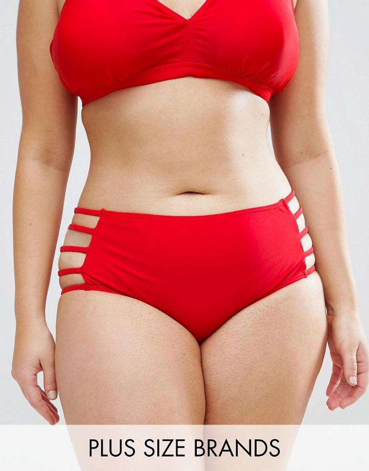Junarose Cut Sides Bikini Bottom - Red