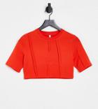 Asyou Seam Detail Crop T-shirt In Red