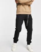 Asos Dark Future Tapered Cargo Pants In Black With Lanyard