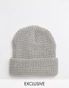 Reclaimed Vintage Waffle Knit Beanie In Gray - Gray