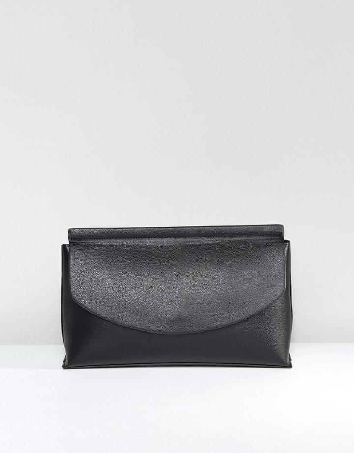 Asos Design Curved Flap Clutch Bag - Black