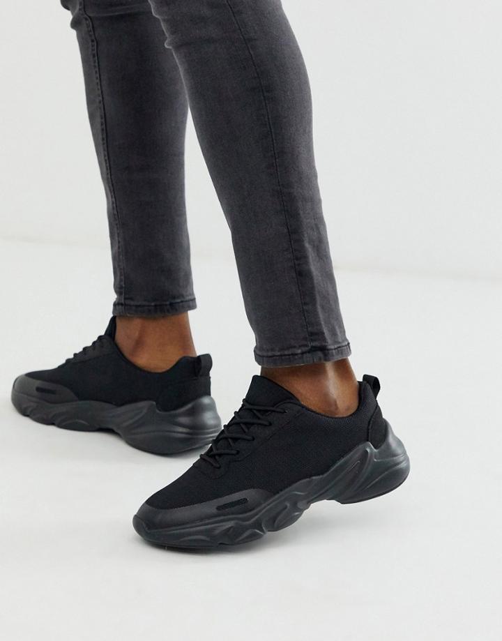 Asos Design Sneakers In Black Mesh