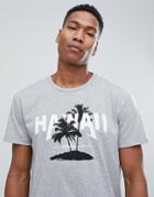 Selected Homme+ T-shirt With Hawaii Graphic - Gray