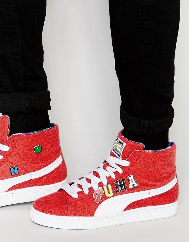 Puma X Dee And Ricky Basket Mid Sneakers In Red 36008501 - Red