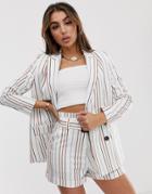 Asos Design Cream Stripe Suit Blazer - Multi