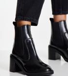 Asos Design Wide Fit Runaway Leather Chelsea Boots In Black