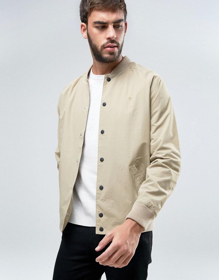 Farah Bellinger Nylon Bomber Jacket In Beige - Beige