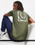 Fred Perry Graphic Back Print T-shirt In Khaki-green