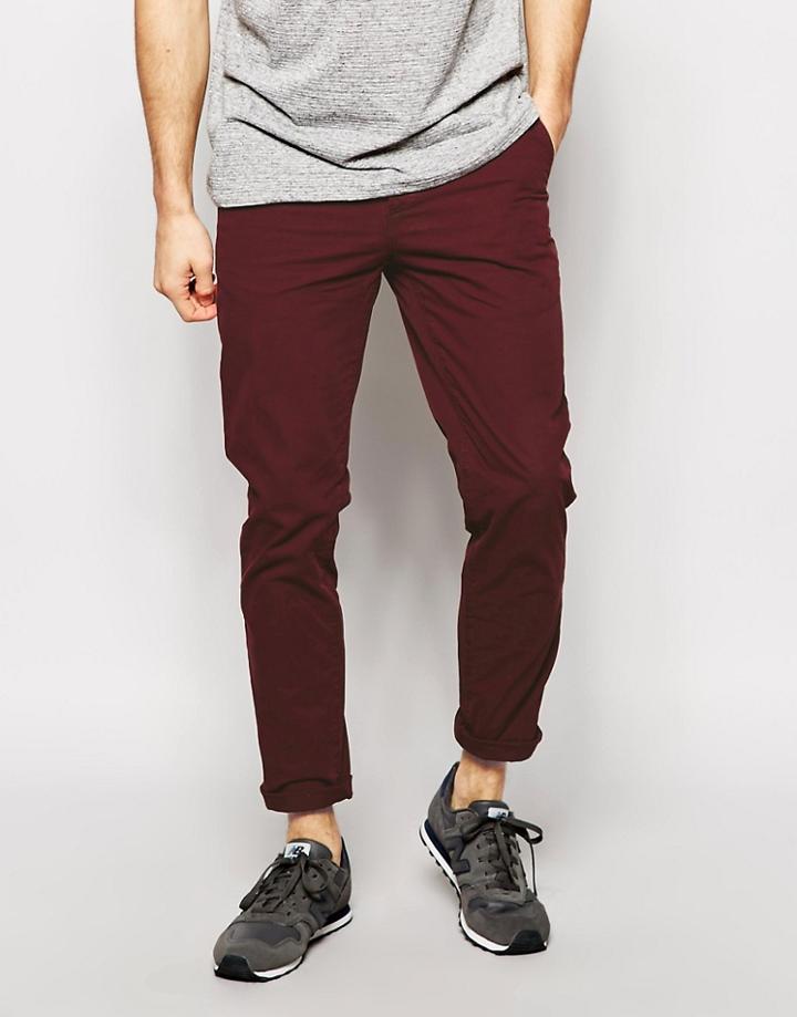 Asos Slim Chinos - Burgundy