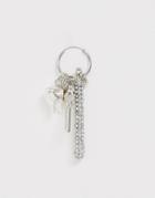 Asos Design Crystal Single Drop Earring With Charm Interest - Silver