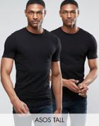 Asos Tall Muscle Fit T-shirt 2 Pack Save - Multi