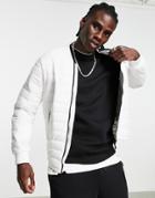 Bershka Quilted Bomber Jacket In White