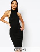 Club L Crepe High Neck Midi Dress - Black