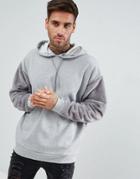 Asos Oversized Slouch Sweatshirt With Fleece Cut & Sew - Gray