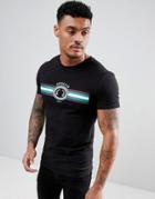 Asos Design Muscle T-shirt With Emblem Text Print - Black