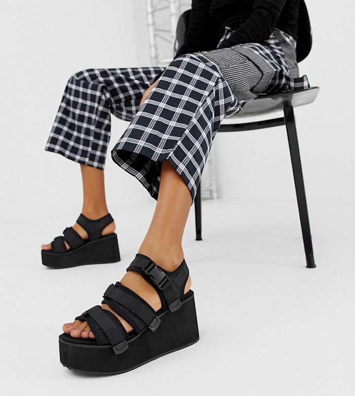 Blink Sporty Platform Wedge Sandals - Black
