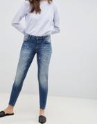 Jdy Pearl Embellished Skinny Jeans - Blue