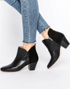 Hudson London Chime Black Leather Heeled Ankle Boots - Black