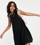 Asos Design Petite Sleeveless Smock Dress With V Back In Black
