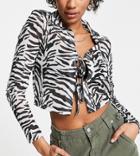 Asos Design Tall Mesh Shirt With Tie Detail In Zebra Print - Multi