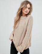 Moon River Back Slit Detail Sweater - Brown