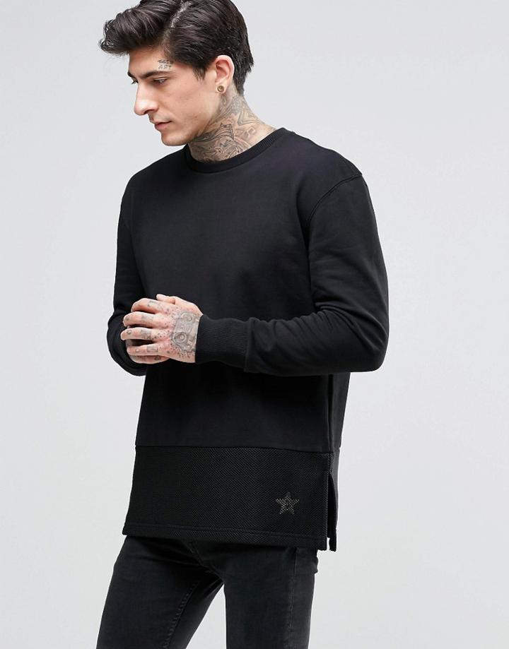 Diesel S-melon Sweatshirt Mesh Hem - Black
