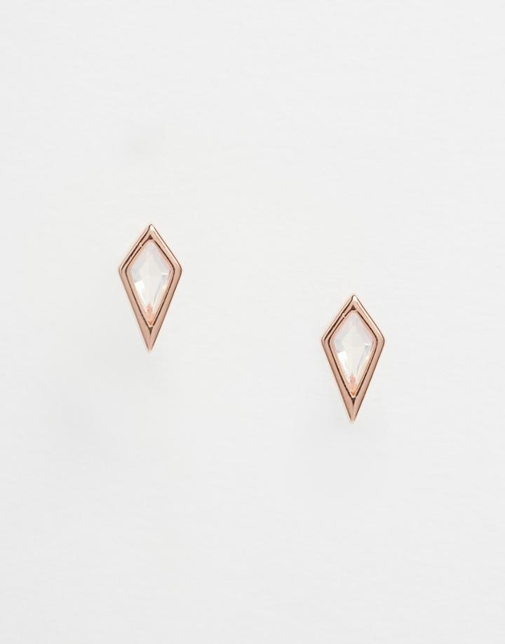 Orelia Crystal Diamond Stud Earrings - Rose Gold