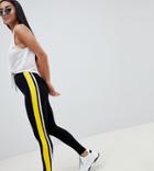 Asos Design Petite Leggings With Double Side Stripe - Black