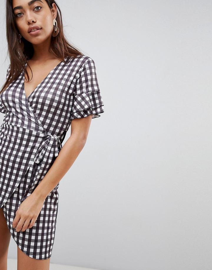 Lasula Gingham Print Wrap Dress - Multi