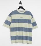 Collusion Oversized T-shirt With Stripe In Pique Fabric-multi