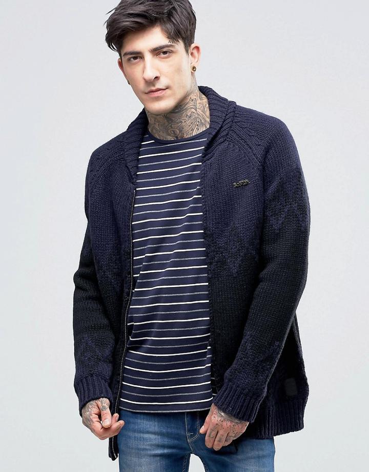 Scotch & Soda Cardigan With Shawl Neck In Navy - Navy