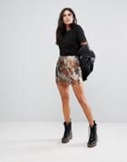 Brave Soul Mini Brocade Print Skirt - Multi