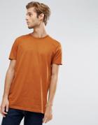 Asos Longline T-shirt With Crew Neck In Burnt Orange - Brown