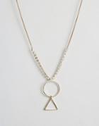 Nylon Geo Shape Pendant Necklace - Gold