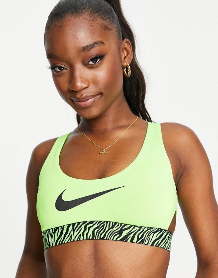 Nike Swimming Animal Tape Bikini Top In Green