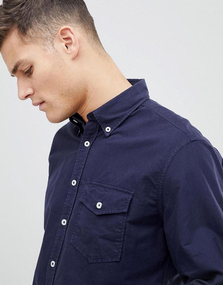 Mango Man Plain Oxford Shirt In Blue - Blue