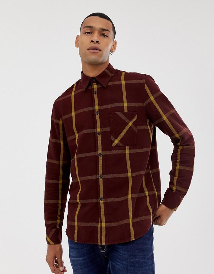 Nudie Jeans Co Sten Window Check Shirt In Plum - Purple